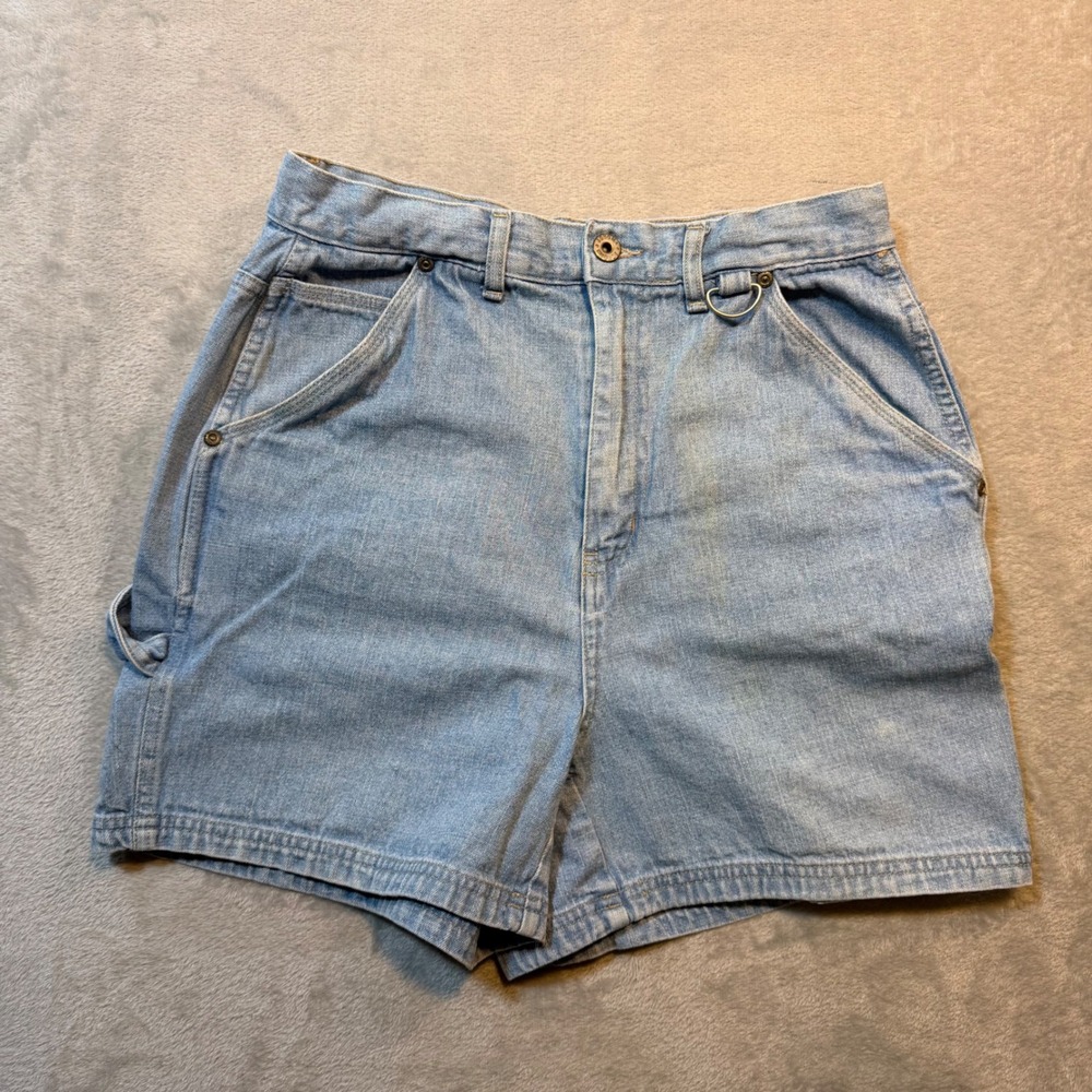 Vintage High Waisted Carpenter Denim Shorts Light Wash Utility 90s‎ 28 Waist
